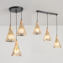 Cone Shade Restaurant Ceiling Pendant Metal 3 Lights Industrial Style Hanging Light in Gold