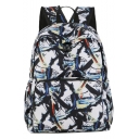 Unisex Trendy Printed Black and White Waterproof Nylon School Bag Backpack 33*12*40 CM