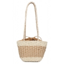 Hot Fashion Plain Hand-woven Straw Shoulder Tote Beach Bag 20*10*22 CM