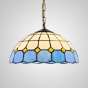 Dining Table Dome Shade Pendant Light Glass 1 Light Mediterranean Style Blue Ceiling Light
