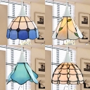 Tiffany Style Vintage Pendant Light 8 Inch Stained Glass Suspension Light for Living Room