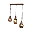 Industrial Kerosene Hanging Light Metal 3 Lights Rust Pendant Light for Dining Table Cafe