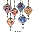 1/6 Pack 1 Light Pendant Light Heart Shape Moroccan Stained Glass Hanging Lamp for Bedroom(not Specified We will be Random Shipments)