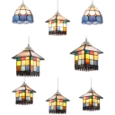 Dome&House/House Pendant Light Cloth Shop Stained Glass 2/3 Lights Tiffany Vintage Island Lamp