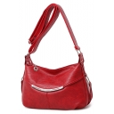 Popular Plain Soft Leather Zipper Shoulder Messenger Bag for Women 32*12*18 CM