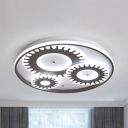 Living Room Gear Shaped Ceiling Mount Light Acrylic 2/3/4/6 Heads White LED Flush Light