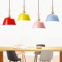 Domed Shade Restaurant Hanging Light Metal 1 Light Modern Macaron Pendant Light in Blue/Pink/Red/Yellow