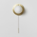 Contemporary Globe Wall Light with Pull Chain Frosted Glass Wall Lamp in Gold for Dining Room