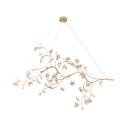 12 Lights Branch Chandelier with Crystal Petal Romantic Metal Hanging Light in Gold for Hotel