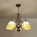Vintage Style Dome Chandelier with Mermaid Decoration Glass 5 Lights Hanging Lamp for Cafe Villa