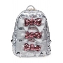 New Fashion Plain Bow-knot Embellishment Sequined Backpack for Girls 25*20*14 CM