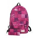 New Simple Plaid Printed Canvas School Bag Varsity Backpack 42*28*12 CM