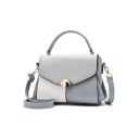 Popular Color Block PU Leather Work Satchel Handbag for Women 22*9*17 CM