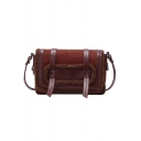 Fashion Retro Solid Color Hairy Patched Belt Buckle Crossbody Satchel Bag for Women 21*15*8 CM