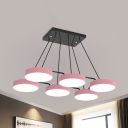 4/6/9 Heads Round Chandelier Simple Style Acrylic Candy Colored Pendant Light for Living Room