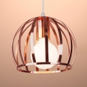 Creative Watermelon Cage Hanging Light 1 Light Metal Suspension Light in Rose Gold for Bedroom