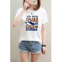 Shark Dream Cool Street Letter Printed Round Neck Short Sleeve Graphic Tee