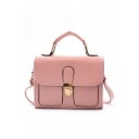 Trendy Solid Color PU Leather Metal Buckle Square Crossbody Satchel Bag
