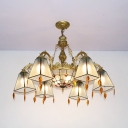 Glass Dome Craftsman Chandelier Living Room 7 Lights Tiffany Style Hanging Lamp with Crystal