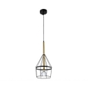 Rustic Style Caged Pendant Light 1 Light Metal Hanging Light in Black for Dining Room Hallway