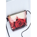 Stylish Floral Printed Red Crossbody Purse with Long Strap 17*5*17 CM
