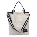 Fashion Letter Patchwork Striped Strap Canvas Shoulder Bag 34*8*34 CM
