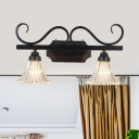 Black Bell Shade Vanity Light 2 Lights Waterproof Glass Wall Lamp for Mirror Makeup Table
