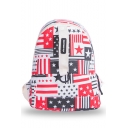 Stylish Star Flag Pattern Red Canvas School Bag Backpack 20*9*27 CM
