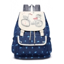 Stylish Cartoon Printed Canvas Drawstring Backpack with Side Pockets 33*17*41 CM