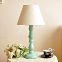 Nordic Style Tapered Shade Table Light 1 Light Linen Desk Light in Green for Bedside Table