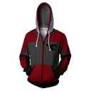 New Popular Comic Logo Pattern Cosplay Costume Zip Up Grey and Red Hoodie