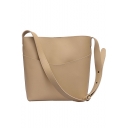 Popular Solid Color Rivet Embellishment PU Leather Shoulder Bucket Bag 28*31*10 CM