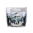 New Trendy Coconut Tree Printed Transparent Tote Beach Bag Shoulder Bag 30*32*10 CM