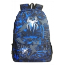 Popular Fashion Spider Printed Blue Sports Bag School Backpack with Zipper 31*14*45 CM
