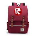 Large Capacity Letter R Print Belt Buckle Laptop Bag Travel School Backpack with Zipper 29*13.5*43 CM