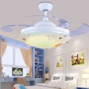 Shell Dome Semi Flush Ceiling Light Modern Remote Control Frequency Conversion LED Ceiling Light in White for Living Room
