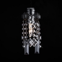 Vintage Water Pipe Pendant Lamp 1 Light Metal Suspension Light with Clear Crystal for Restaurant