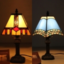 Beige/Blue Craftsman Desk Light 1 Light Tiffany Antique Art Glass On-Off Switch Desk Lamp for Bar
