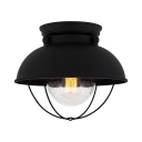Domed Living Room Ceiling Mount Light Metal 1 Light Vintage Style Flush Light in Black Finish