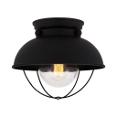 Domed Living Room Ceiling Mount Light Metal 1 Light Vintage Style Flush Light in Black Finish