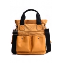 Fashion Solid Color Multi-pocket Decoration Frosted Shoulder Messenger Bag for School 27*11*30 CM