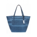 Stylish Snakeskin Pattern Solid Color Zipper Shoulder Bag Tote Shopper Bag 43*30*20 CM