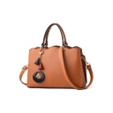 New Stylish Solid Color Pendant Embellishment PU Leather Work Satchel Messenger Bag 26*11.5*19 CM