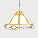Classic Bowl Shade Hanging Light Single Light Glass Pendant Lighting in Brass for Bedroom