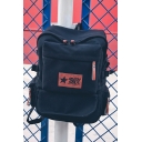 New Letter Leather Label Embellished Solid Color Canvas Leisure Travel Varsity Backpack 42*30*12 CM