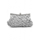 Fashion Personalized Satin Woven Rhinestone Embellishment Wedding Clutch Bag 26*4*12 CM