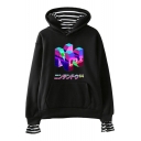 Vaporwave Unique Letter Printed Long Sleeve Fake Two-Piece Loose Fit Unisex Hoodie