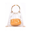 New Trendy Round Metal Handle Transparent Tote Handbag for Women 24*4*22 CM