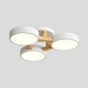 Nordic Drum Semi Ceiling Mount Light Acrylic 3/4/5 Lights Candy Colored LED Ceiling Lamp in Warm/White for Bedroom