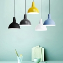Iron Domed Shade Hanging Light 1 Light Nordic Style Candy Colored Suspension Light for Bedroom